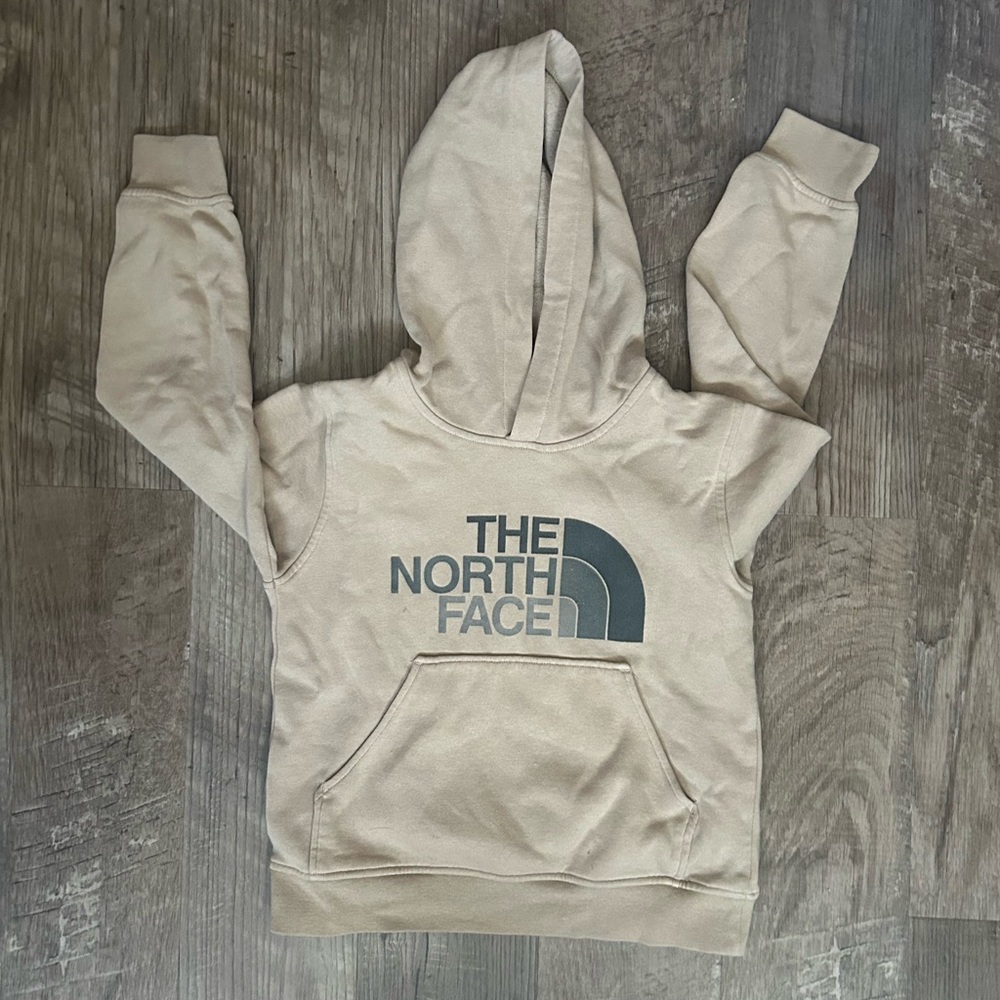 The North Face Kids Beige Hoodie with Front Logo